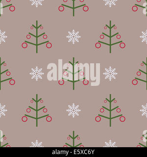 christmas seamless pattern with firtree and snowflake Stock Photo