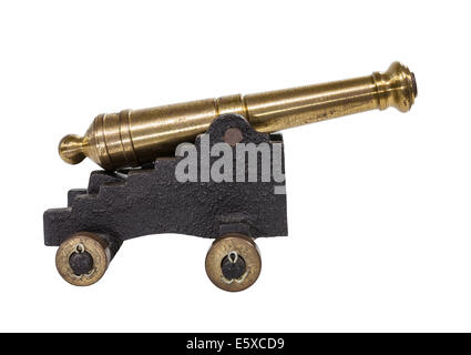 Old toy cannon isolated on white. Stock Photo