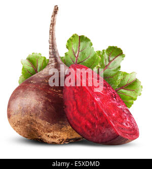 Fresh beetroot with leaves isolated on white background Stock Photo