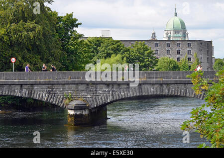 Wolfe Tone Bridge over Corrib River in the town of Galway, Ireland ...