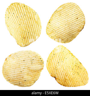 Set of potato chips on white background Stock Photo