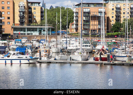 Limehouse Basin in East London on a sunny day Stock Photo