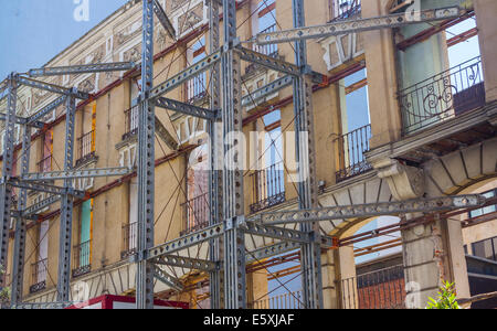facade of old building in remodeling, retaining outside Stock Photo