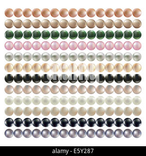 Collection of pearls necklaces of different colors Stock Photo