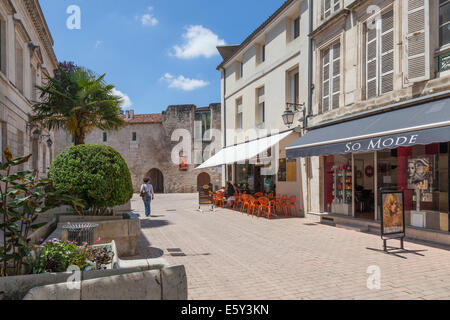 Pedestrian street to L'Hostellerie and Library Francois Mitterand in Saintes. Stock Photo