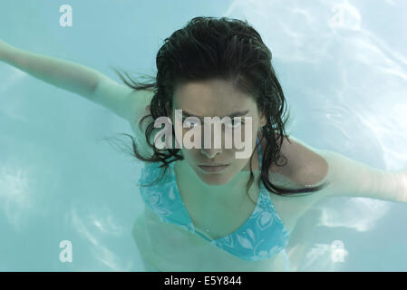 Woman in pool, portrait Stock Photo