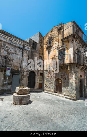 Traditional old Sicilian houses in Forza d'Agro, Sicily Stock Photo