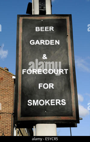 Beer Garden & Forecourt for Smokers pub sign Stock Photo