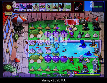 screenshot of Plants vs Zombies computer game Stock Photo