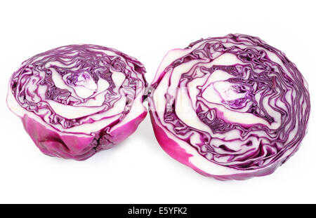 red cabbage cross section on white background Stock Photo