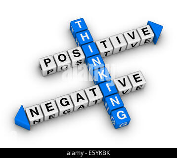 positive and negative thinking crossword puzzle Stock Photo