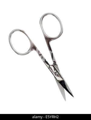 Generic small nail scissors, white background. Stock Photo
