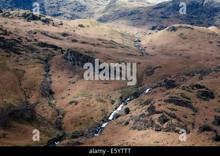 Sourmilk Gill and Tarn Crag  viewed from Easedale Grasmere Lake District Cumbria England Stock Photo