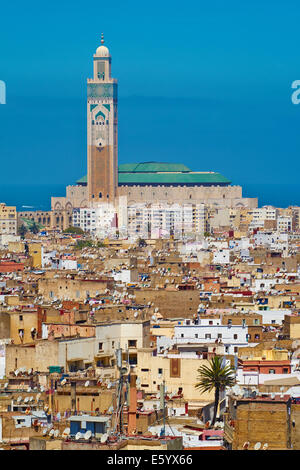 Morocco, Casablanca, Old Medina and Hassan II mosque Stock Photo