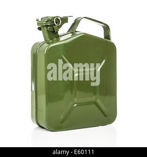 Green jerrycan isolated on white background Stock Photo