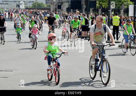 London, UK. 9th August, 2014. Prudential RideLondon FreeCycle event through central London, before the afternoon's Grand Prix race for professionals Stock Photo