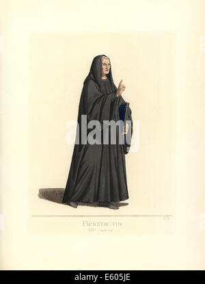 Benedictine monk, 14th century. Stock Photo