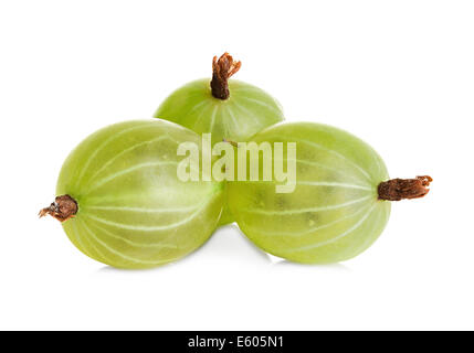 Green gooseberry with half isolated on white background with