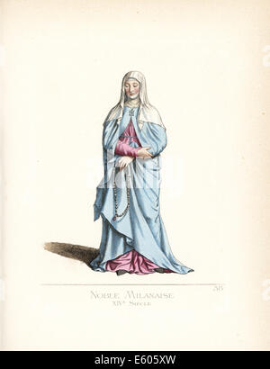 Noblewoman of Milan, 14th century. Stock Photo