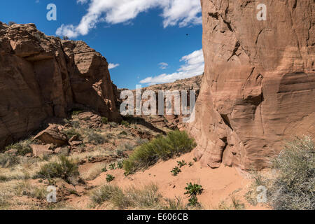 Looking down at the entrance to Canyon X, Navajo Reservation, near Page, AZ Stock Photo