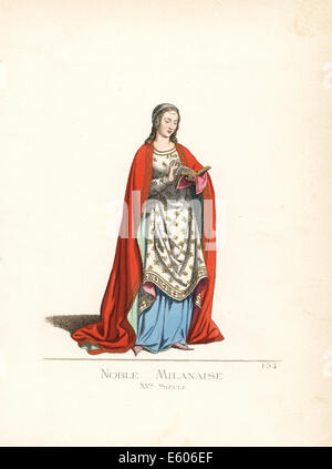 Noblewoman of Milan, 15th century. Stock Photo