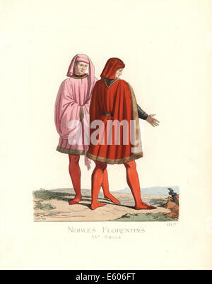 Costume of noblemen of Florence, 15th century. Stock Photo