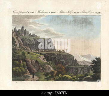 Benedictine monastery of Santa Maria de Montserrat, Catalonia, 1800. Stock Photo