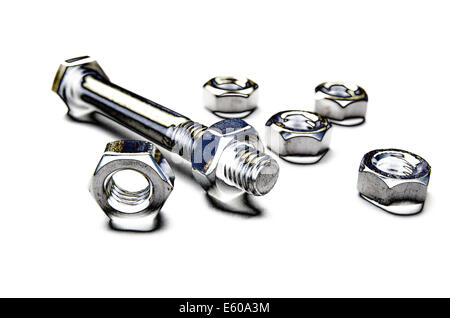 Screws And Bolts Isolated on White Background Stock Photo