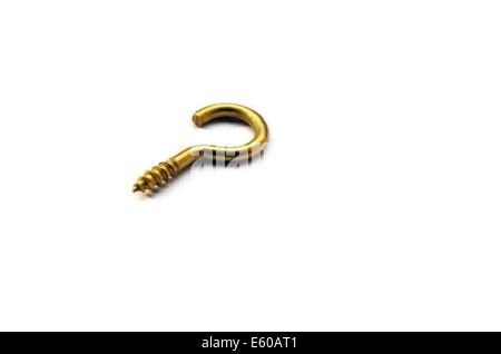 Golden Wall Hook Isolated On White Background Stock Photo