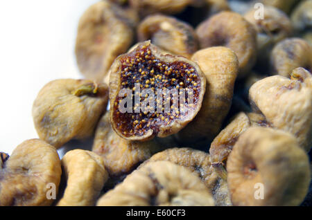 Dried Mediterranean Figs Isolated on the White Background Stock Photo
