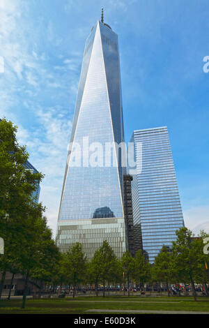NEW YORK, NY - MAY 21, 2014: Freedom Tower, located in lower Manhattan, stands 1,776 feet tall on the site of the former World T Stock Photo