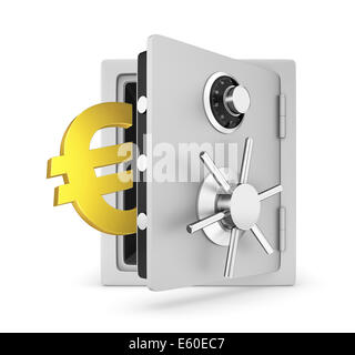 Safe door opened with Euro sign Stock Photo