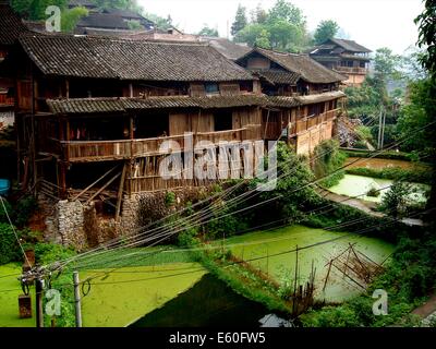 Typical homes of the Dong community, Guilin, China Stock Photo