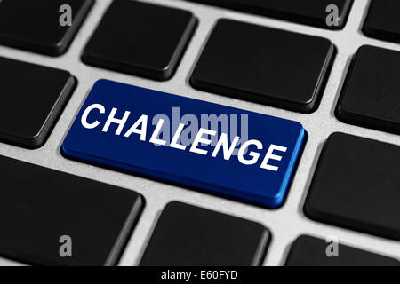 challenge blue button on keyboard, business concept Stock Photo