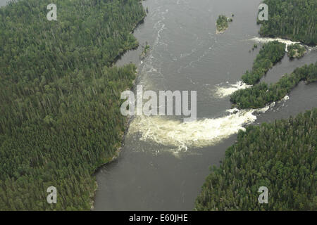 Rapids on the network of waterways near Missinipe, Saskatchewan, Canada. Stock Photo