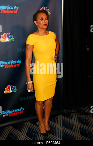 Melanie Brown attends the post-show red carpet for NBC's 'America's Got Talent' Season 8 at Radio City Music Hall. Stock Photo