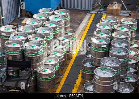 Beer kegs at Street Feast food festival Stock Photo