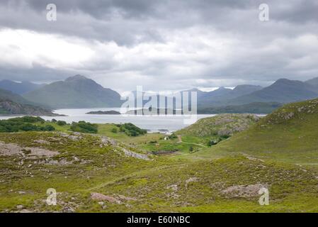 Looking over the mainland coast to Loch Shieldaig and upper Loch Torridon Stock Photo