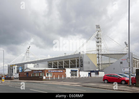 Deepdale, the ground of Preston North End Football Club, west aspect viewed from Sir Tom Finney Way. Stock Photo