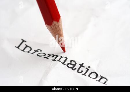 Information text on paper Stock Photo