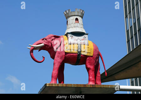 Pink elephant statue at the Elephant and Castle shopping centre in London, England Stock Photo