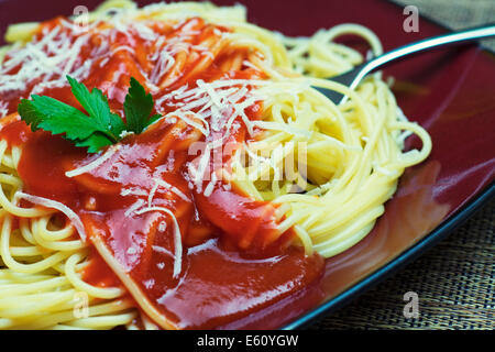 Spaghetti with Tomato Sauce, Pasta Sauce Stock Photo