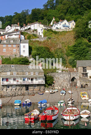 Clovelly Harbour in North Devon - Pretty fishing village for pedestrians only Stock Photo