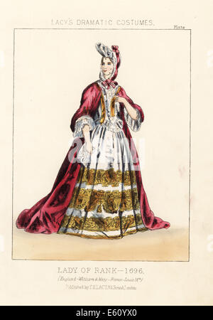 Costume of a lady of rank, reign of William and Mary, 1696. Stock Photo