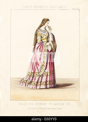Woman in fashionable dress, reign of Henry 7th, 1505. Stock Photo