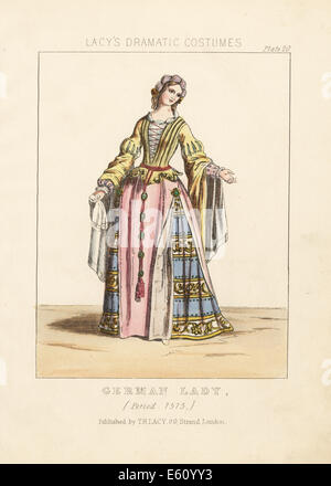 Costume of a German lady, circa 1515. Stock Photo