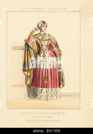 Lady of rank, England, reign of Edward III, 1350. Stock Photo