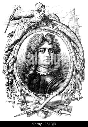 Admiral of the Fleet Sir George Rooke, 1650-1709, an English naval commander, Stock Photo