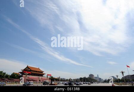 (140811) -- BEIJING, Aug. 11, 2014 (Xinhua) -- Photo taken on Aug. 11, 2014 shows Tian'anmen Square in Beijing, capital of China. (Xinhua/Gong Lei) (hpj) Stock Photo