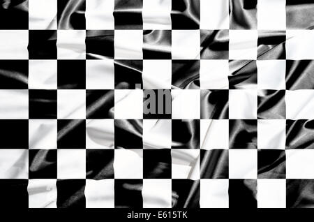 chess flag on a silk drape waving Stock Photo